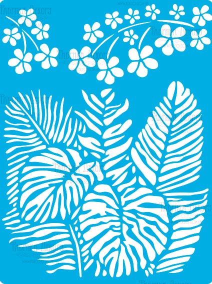 Stencil reusable, 15x20cm Exotic leaves, #394