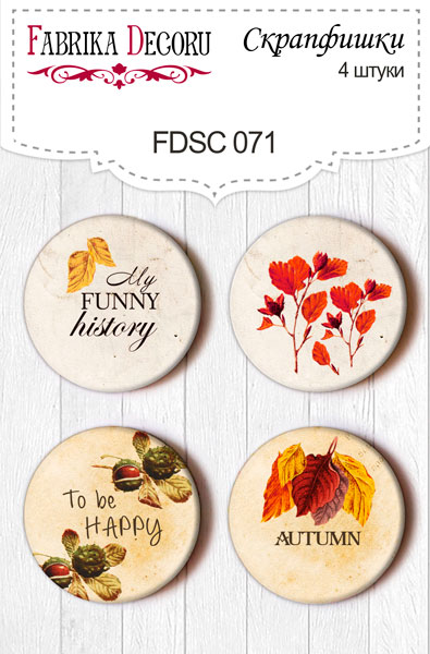 Set mit 4 Flair-Buttons für Scrapbooking #071 - Fabrika Decoru