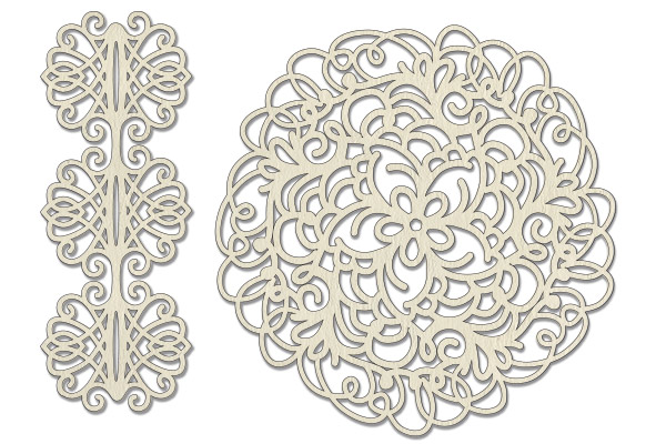 Chipboard embellishments set, "Openwork napkin and border" #125