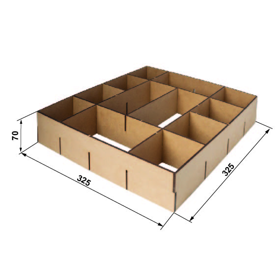 Organizer-Einsatz für Smart Box, 3mm HDF, 325x325x70 mm, #12 - foto 1  - Fabrika Decoru