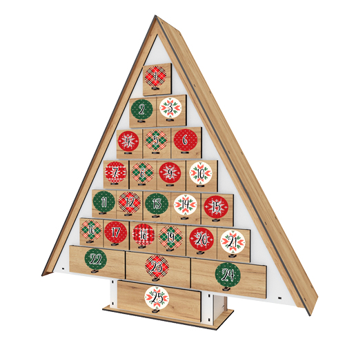 Advent calendar Christmas tree for 25 days with stickers numbers, DIY