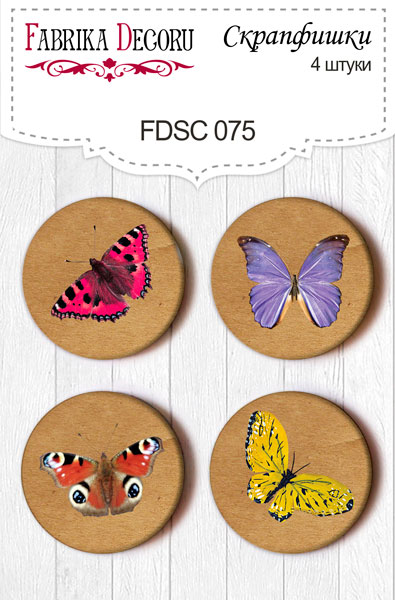 Set mit 4 Flair-Buttons für Scrapbooking #075 - Fabrika Decoru