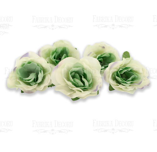 Rose flowers, color Cream with mint, 1pcs
