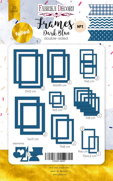 Set of cardboard photo frames with gold foil #1, Dark Blue, 39 pcs - foto 0