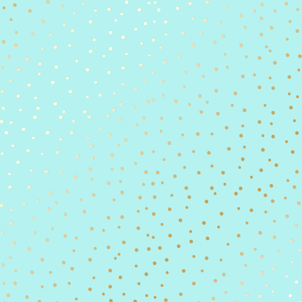 Sheet of single-sided paper with gold foil embossing, pattern Golden Drops Turquoise, 12"x12" 
