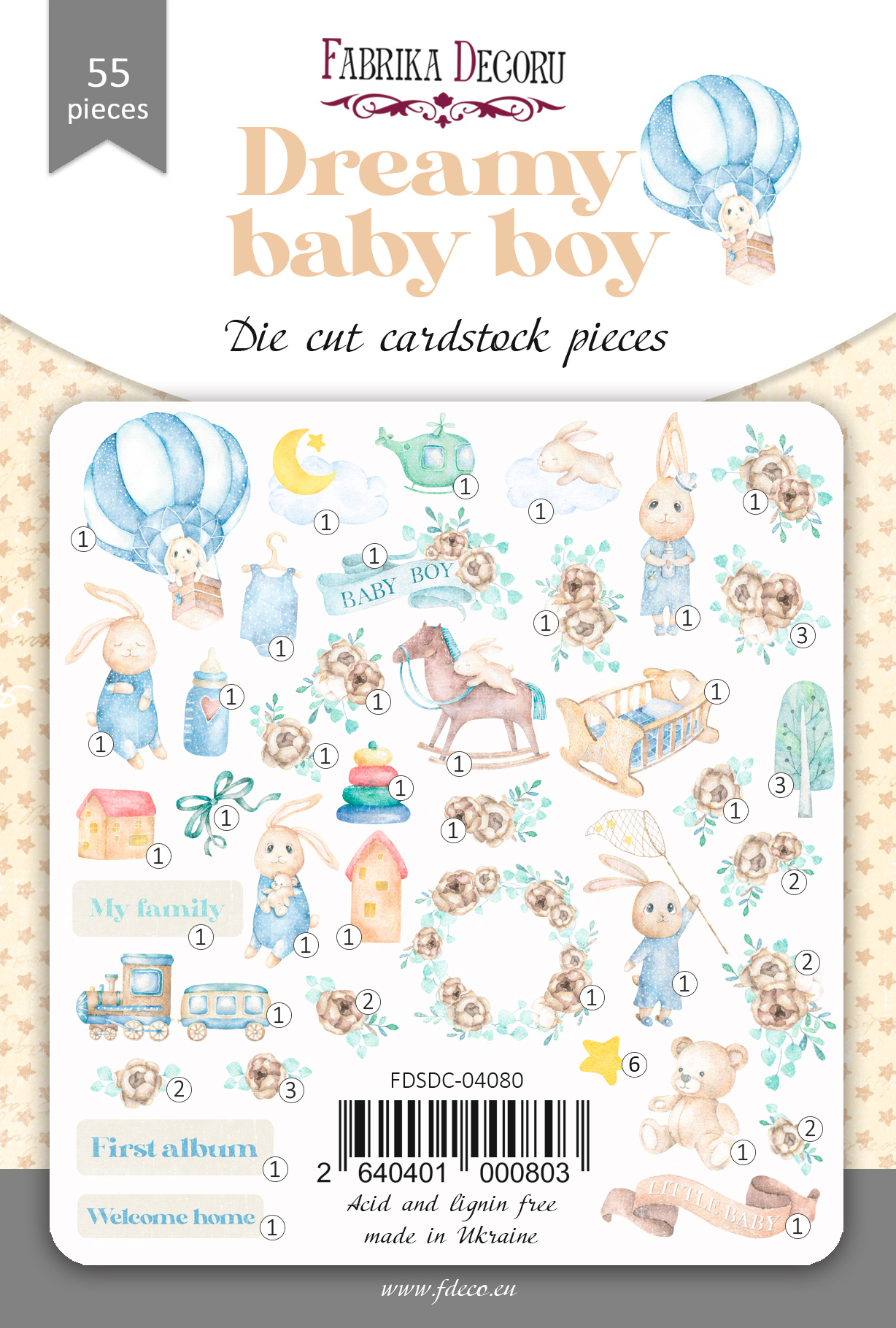 Stanz-Set Dreamy Baby Boy, 55-tlg - foto 0  - Fabrika Decoru