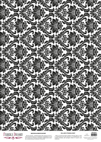 deco vellum colored sheet damask gothic flowers, a3 (11,7" х 16,5")