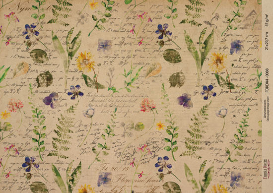 Kraft decoupage paper, 21x29,7cm, “Botanica Vintage”, #0088