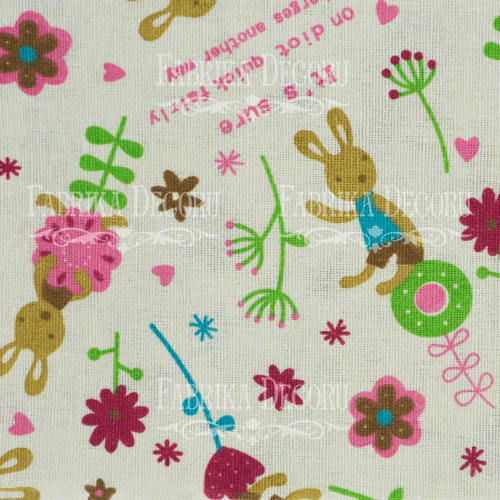 Fabric cut piece 35X75 A hare in flowers