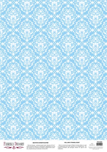 deco vellum colored sheet light blue damask, a3 (11,7" х 16,5")