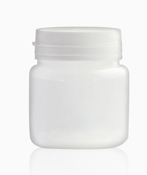 Plastic Jar 50 ml, White plastic, with white cap