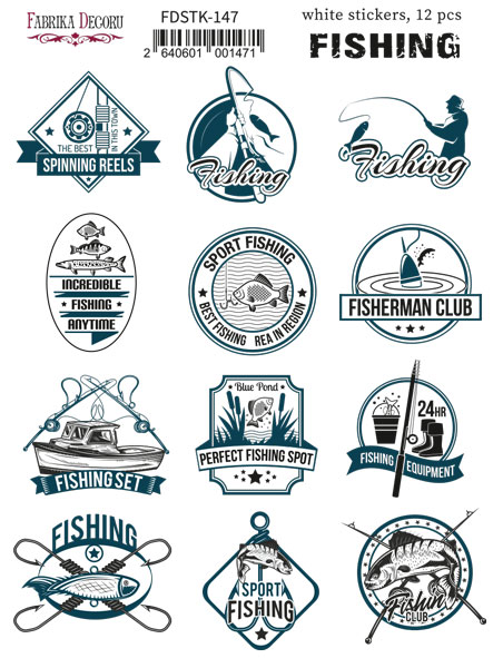 Set of stickers 12 pcs Fishing EN #147