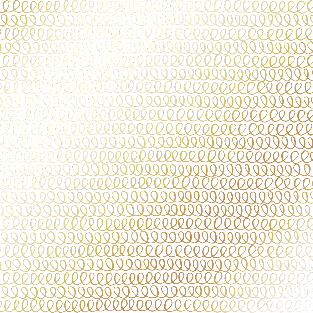 Sheet of single-sided paper with gold foil embossing, pattern Golden Loops White, 12"x12"