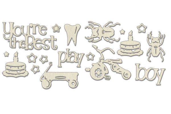 Chipboard embellishments set,  "This is a boy" #078