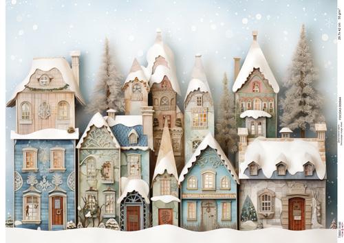 Decoupage Card Snow-covered houses-11, #0944, 29.7x42cm