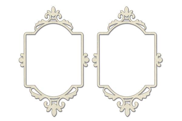 Chipboard embellishments set,  Curly frames with monograms #516