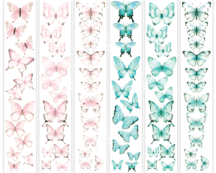 Set of stripes with pictures for decoration "Butterflies 3"