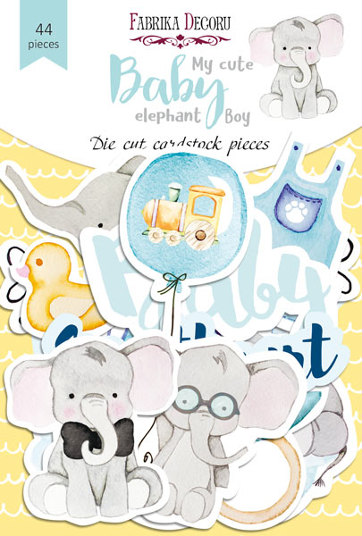 Zestaw wycinanek, kolekcja My cute Baby elephant boy 44 szt - Fabrika Decoru