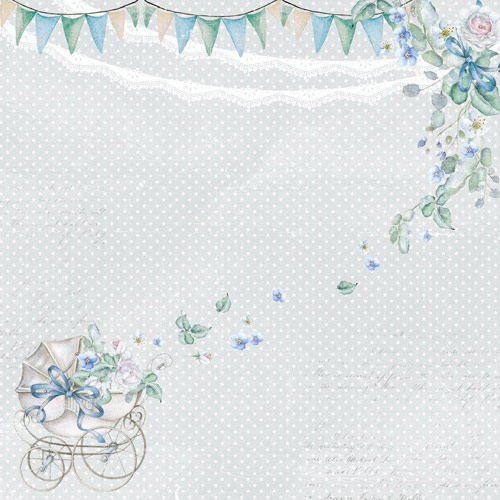 Double-sided scrapbooking paper set  "Shabby baby boy redesign" 8”x8”  - foto 0
