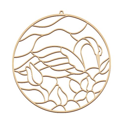 Blank for stained glass painting  "Swan song", #09