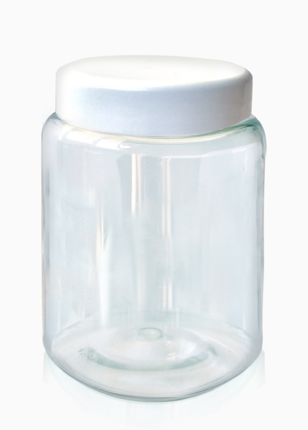 Plastic jar 400 ml, transparent, with white cap - foto 0