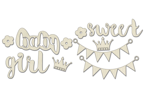 Chipboard embellishments set, "Sweet baby girl 1" #115