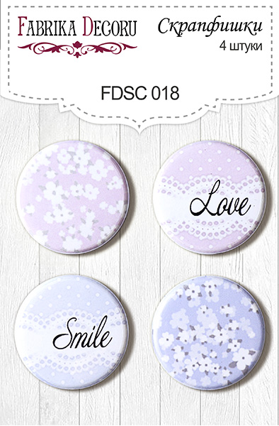 Set mit 4 Flair-Buttons für Scrapbooking #018 - Fabrika Decoru