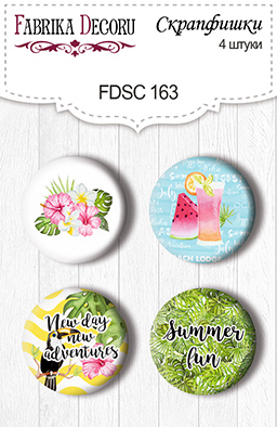 4er-Set Buttons zum Scrapbooking „Tropical Paradise“ EN #163 - Fabrika Decoru