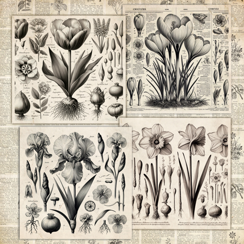 Double-sided scrapbooking paper set Spring botanical story, 8"x8", 10 sheets - foto 3