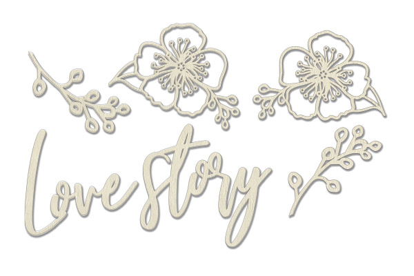 Chipboard embellishments set, "Love story" #335