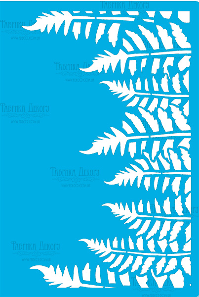 трафарет многоразовый 15x20см папоротник бордюр #297 фабрика декору