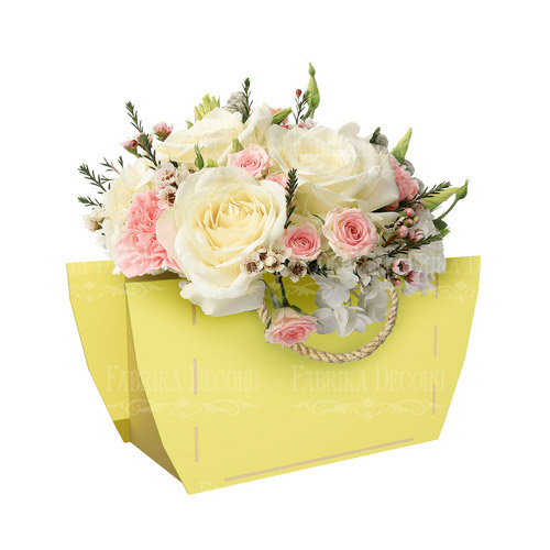 Pudełko torebka z uchwytami ze sznurka  na prezenty, kwiaty, słodycze, 355х175х150 mm, Zestaw DIY #297 - foto 1  - Fabrika Decoru