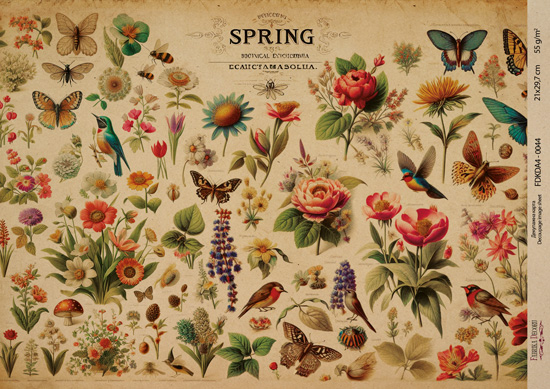 Kraft decoupage paper, 29,7x21cm, “Botanica Kraft”, #0044