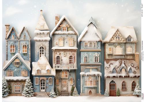Decoupage Card Snow-covered houses-5, #0938, 29.7x42cm