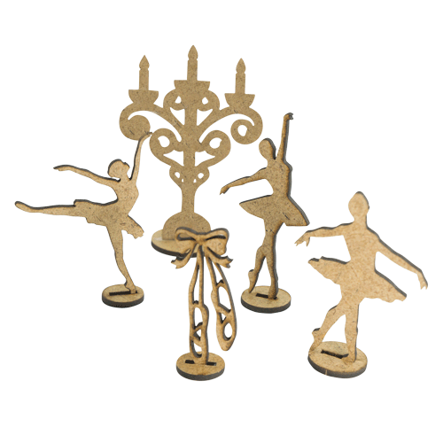 3D-Figuren für Puppenstuben und Schattenkästen Dekoration Kerzenhalter, Spitzenschuhe, 3 Ballerinas, Set Nr. 65 - Fabrika Decoru