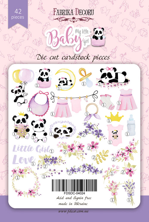 Zestaw wycinanek, kolekcja "My little baby girl", 42szt - foto 0  - Fabrika Decoru