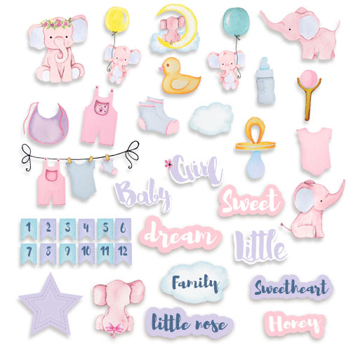 Set of die cuts Little elephant, 44 pcs - foto 0