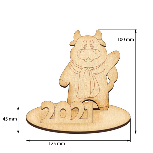 Rohling für Dekoration #343 "Der Stier mit dem Schal 2021" - foto 0  - Fabrika Decoru