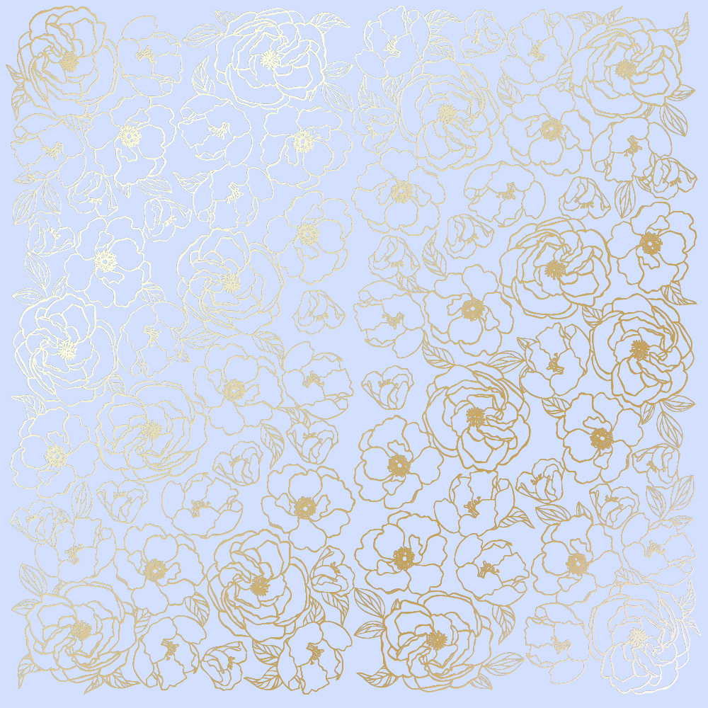 Sheet of single-sided paper with gold foil embossing, pattern Golden Pion Purple, 12"x12"