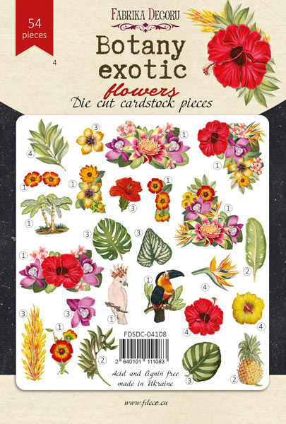 Set of die cuts Botany exotic flowers, 54 pcs - foto 0