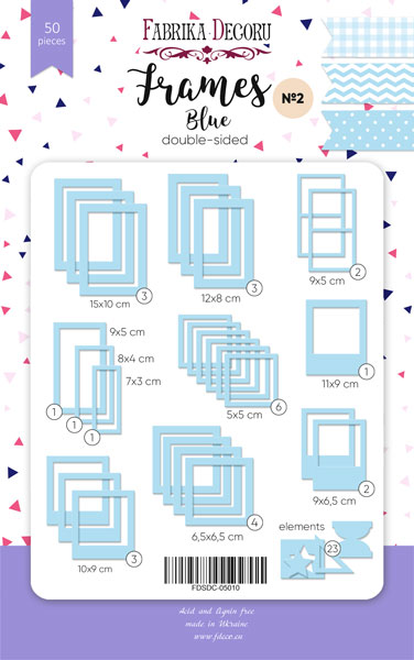 Set of cardboard photo frames #2, Blue, 50 pcs - foto 0