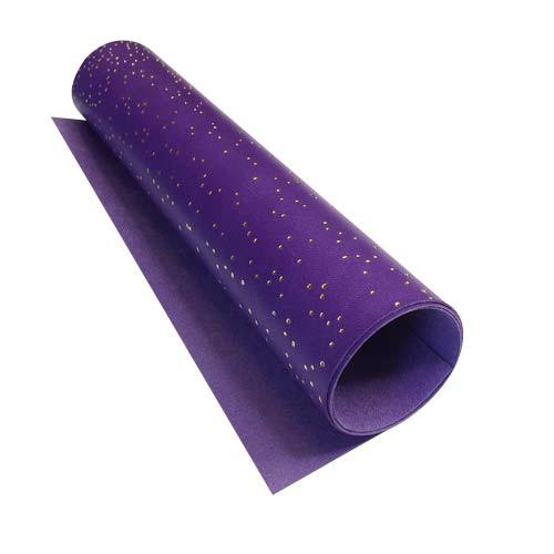 Skóra PU do oprawiania ze złotym tłoczeniem, wzór Golden Mini Drops Violet, 50cm x 25cm  - Fabrika Decoru