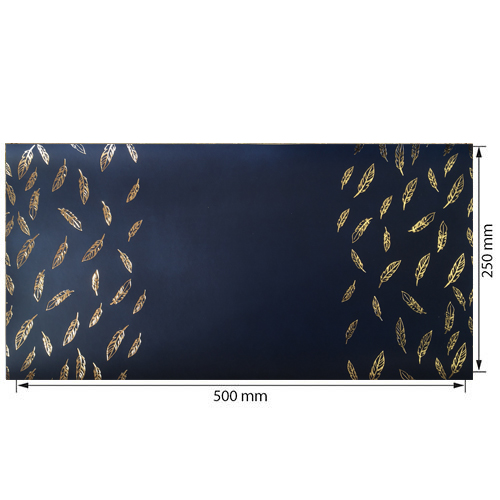 Skóra PU do oprawiania ze złotym wzorem Golden Feather Ciemnoniebieski, 50cm x 25cm  - foto 0  - Fabrika Decoru