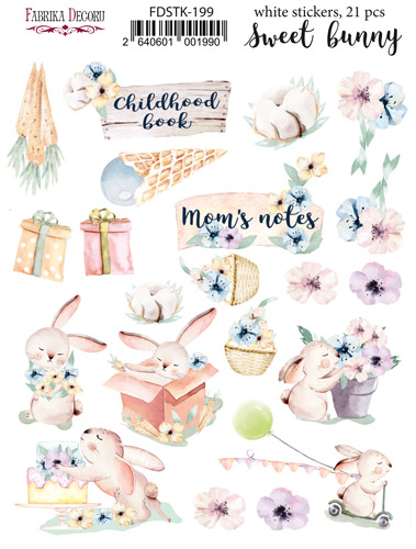 Set of stickers 21pcs Sweet bunny  #199