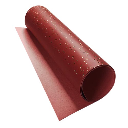 Skóra PU do oprawiania ze złotym tłoczeniem, wzór Golden Mini Drops Red, 50cm x 25cm  - Fabrika Decoru