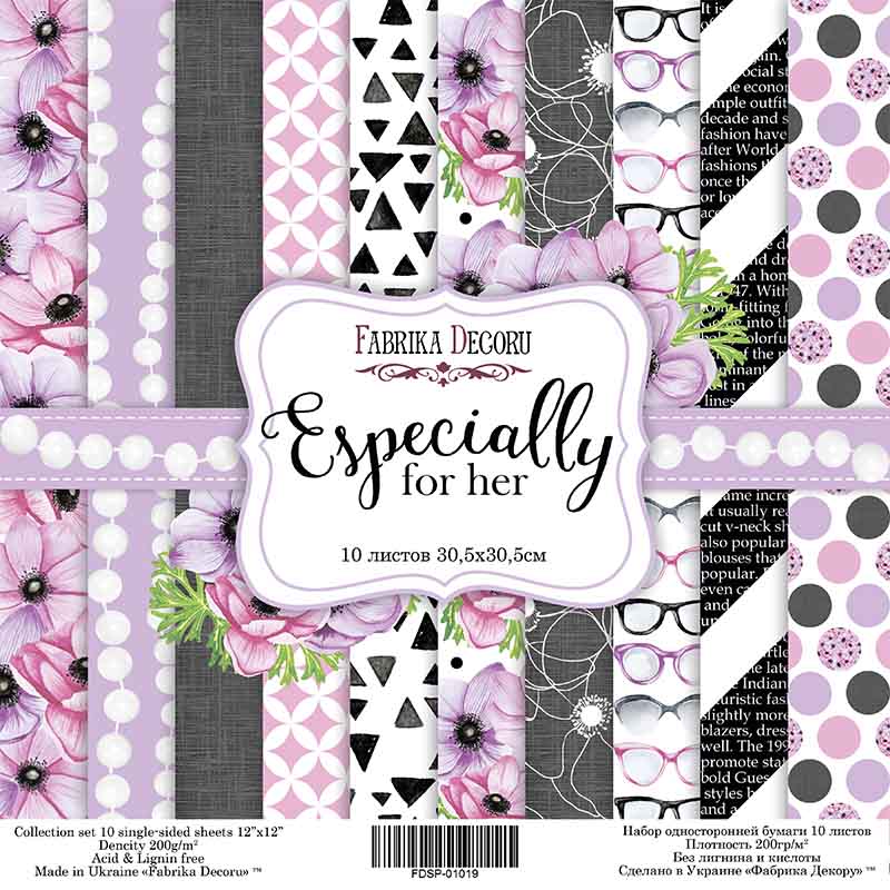 Doppelseitig Scrapbooking Papiere Satz, Speziell für sie 12" x 12" 10 Blatt - Fabrika Decoru