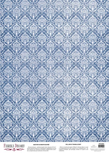 Deco Pergament farbiger Bogen Blauer Damast, A3 (11,7" х 16,5") - Fabrika Decoru