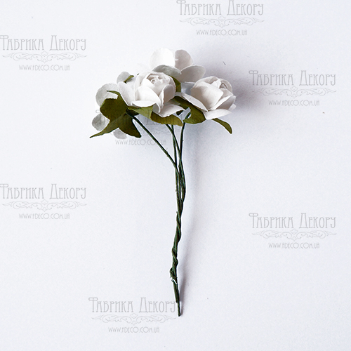 Bouquet of small rose flowers, color White, 4pcs
