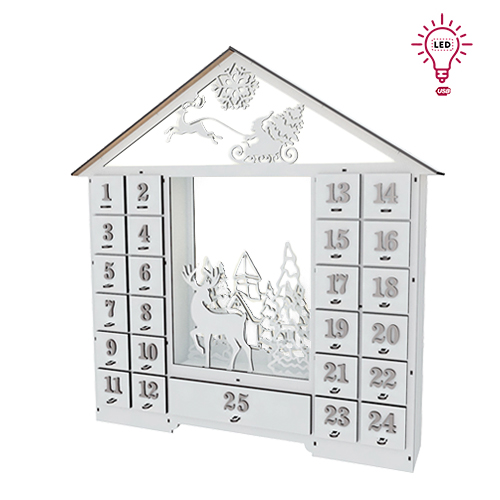 Адвент календар "Казковий будиночок з фігурками", на 25 днів з об'ємними цифрами, LED підсвітка, DIY конструктор - фото 8
