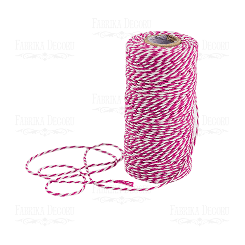 хлопковый меланжевый шнур, цвет белый с ярко-розовым